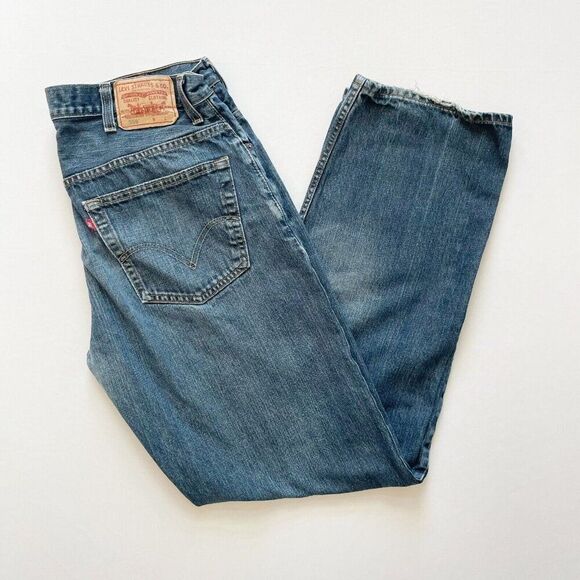 Levi's Other - Mens Levis 559 38x33.5 Relaxed Straight Leg Blue Denim Jeans Distressed Vintage